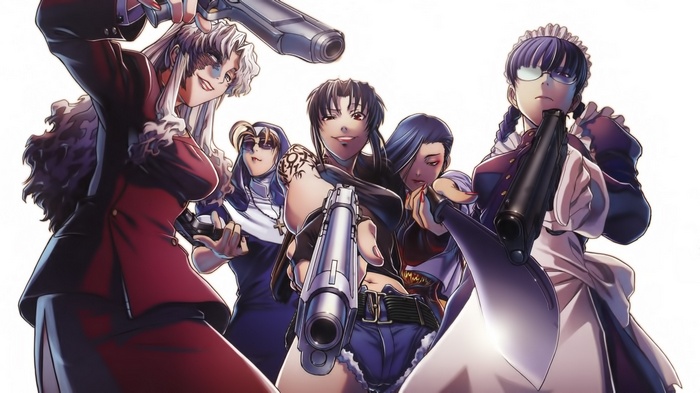 Black Lagoon: Roberta, Revy, Balalaika, and others with guns