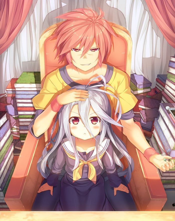 No Game No Life, anime, anime boys, anime girls, Shiro (No Game No Life), Sora (No Game No Life)