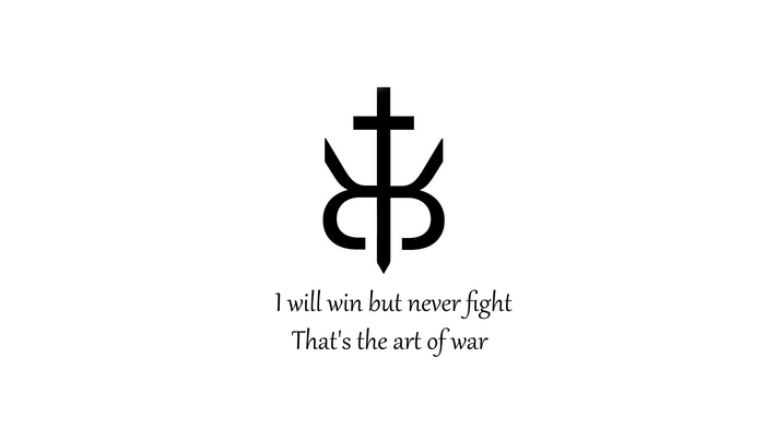 Minimalist symbol with quote about the art of war