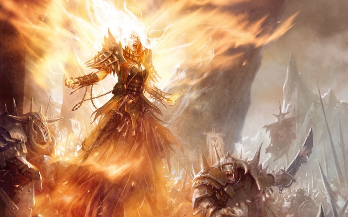 Warhammer Fantasy Art of a Fiery Sorceress