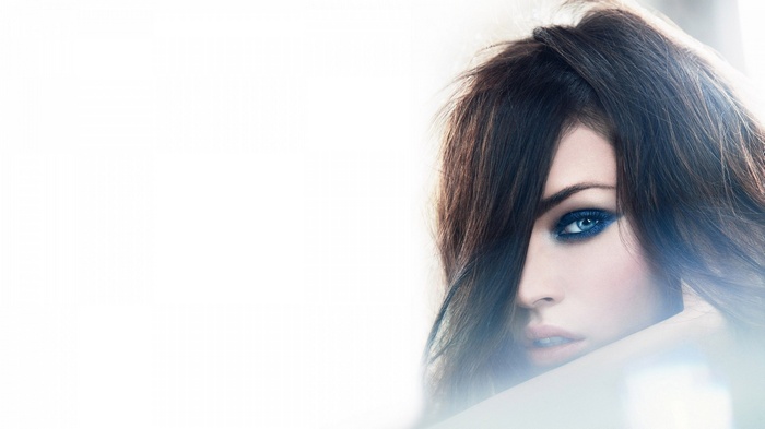Megan Fox with blue eyeshadow