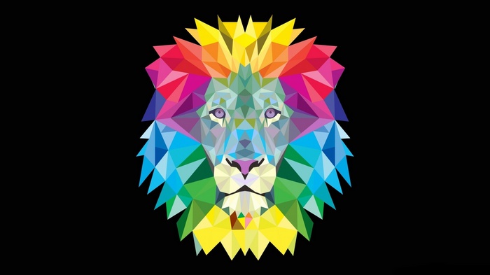 Geometric Rainbow Lion Head