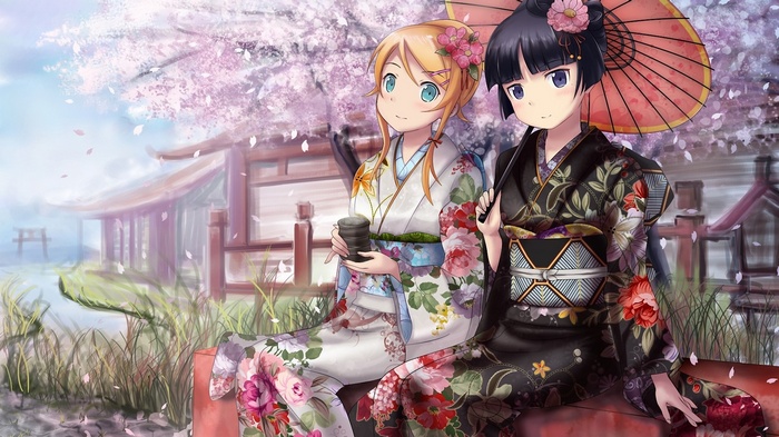 Gokou Ruri and Kousaka Kirino in Kimonos