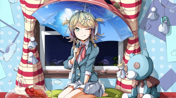 Kagamine Rin with an umbrella