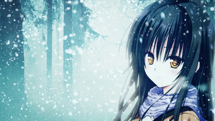 Kotegawa Yui in a snowy forest from To Love-ru