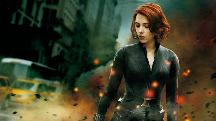 Black Widow in a City Under Attack