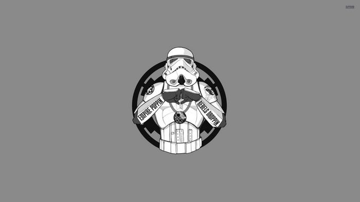 Star Wars Stormtrooper with "Empire Poppin" and "Rebels Droppin"