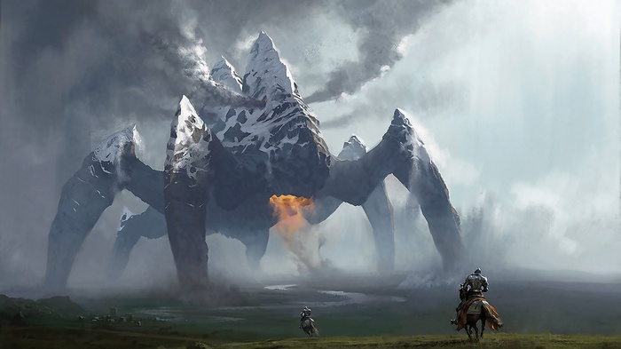 Rift Online: Mountain creature with knights
