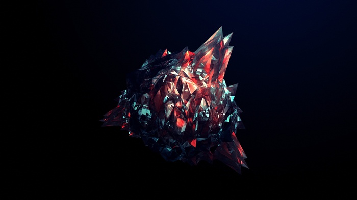 Abstract crystal formation with red and blue light
