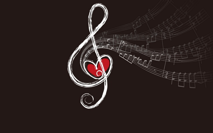 Treble clef with heart and musical notes