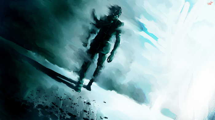 Dark Link dissolving into light and shadow