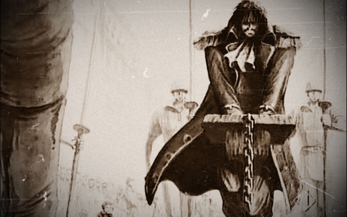 Gol D. Roger in a dark cloak