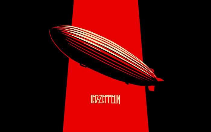 Led Zeppelin blimp on a red and black background