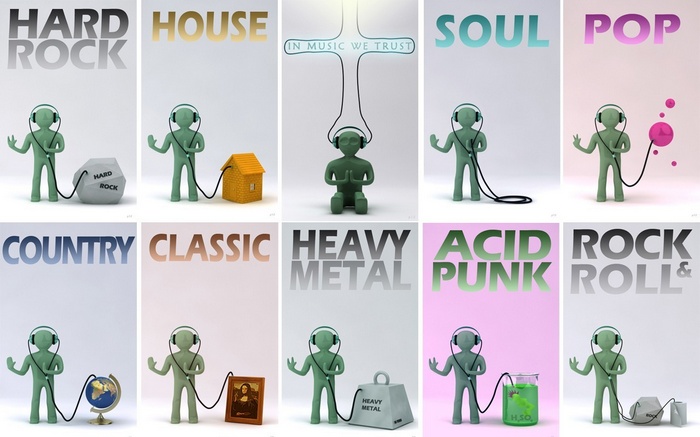 Music Genres Represented by Clay Figures