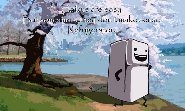 Refrigerator Haiku Poem with Cherry Blossoms