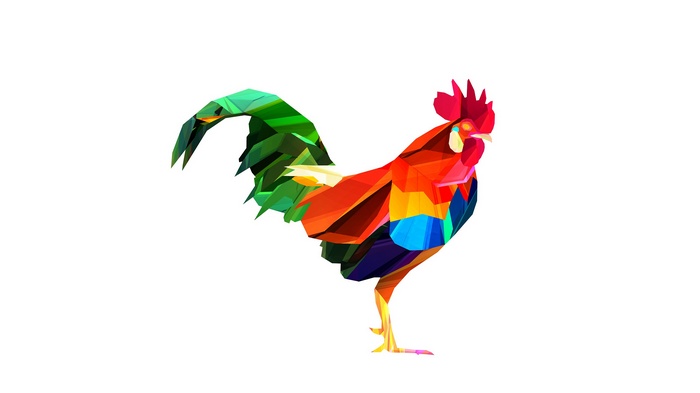 Colorful geometric rooster illustration