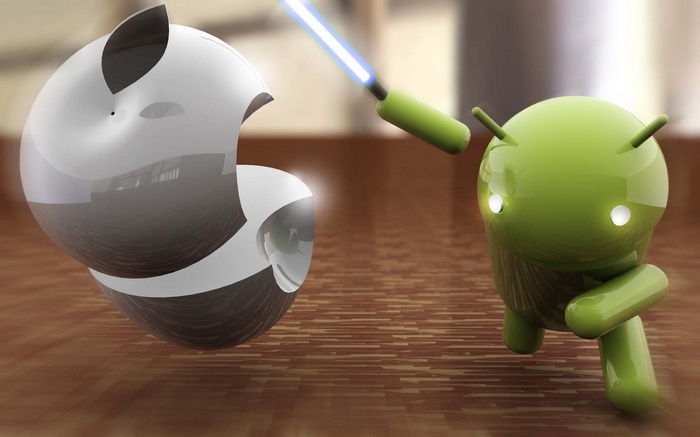 Android vs. Apple Death Star with Lightsaber