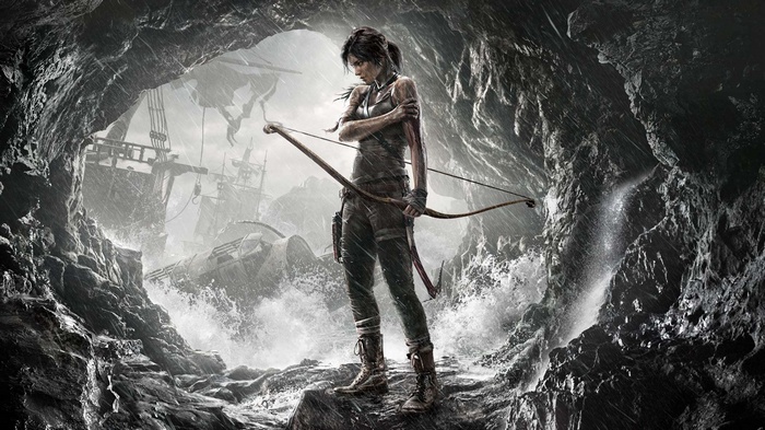 Lara Croft with bow and arrow in Tomb Raider