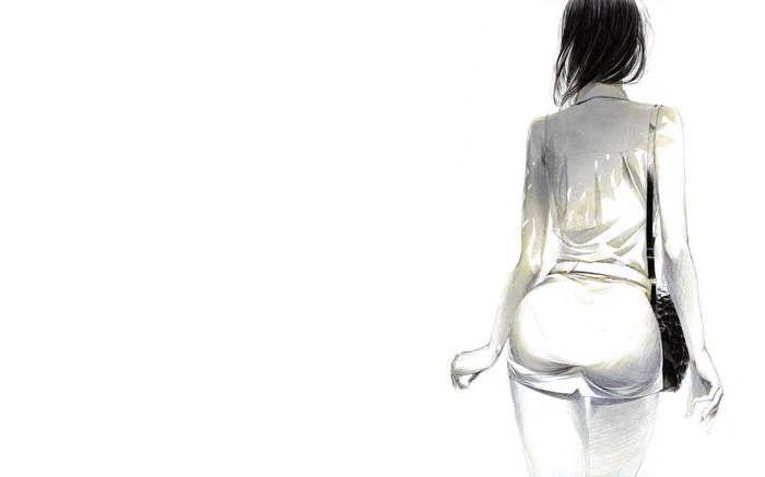 Artwork of a woman from behind
