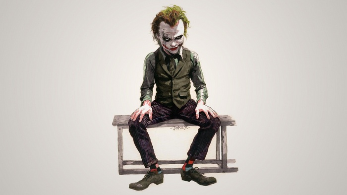 The Joker sitting on a bench, artwork