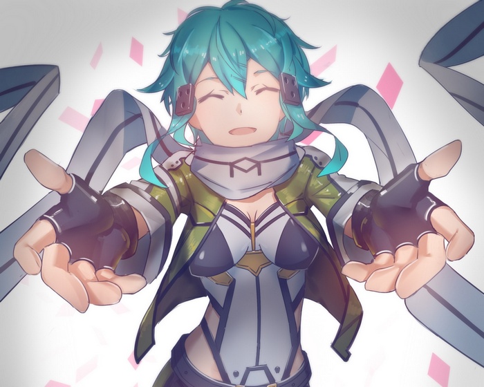 Asada Shino from Sword Art Online reaching out