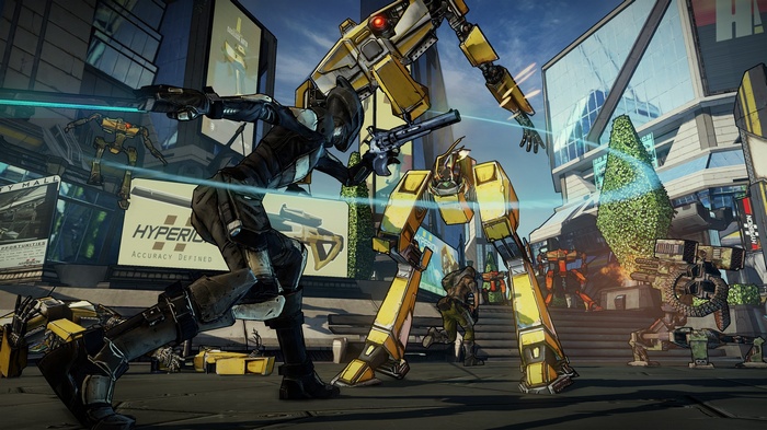 Zer0 fighting robots in Borderlands 2