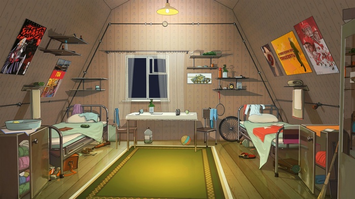 Everlasting Summer bedroom with posters and beds