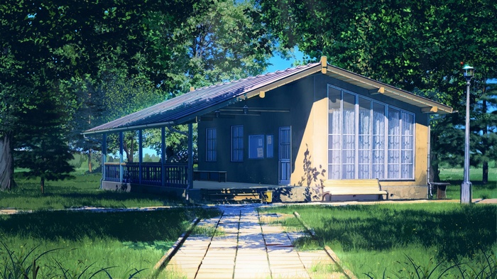 Everlasting Summer cottage with path and trees