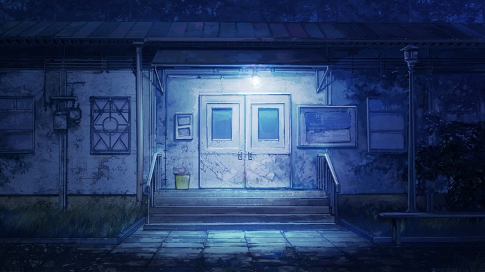 Everlasting Summer building entrance at night