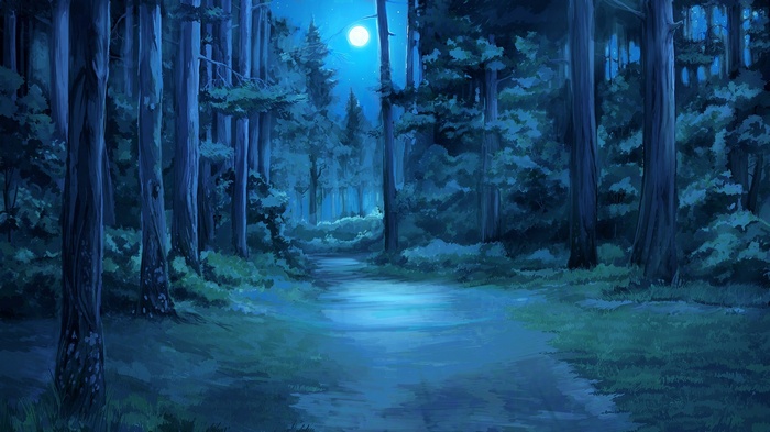Moon, Everlasting Summer, moonlight, forest clearing