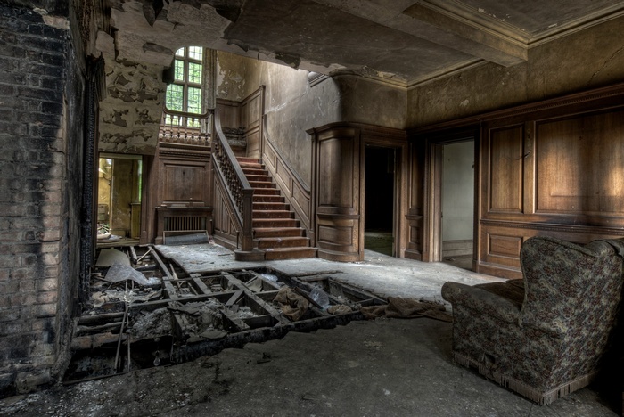 Interior of an abandoned and ruined building