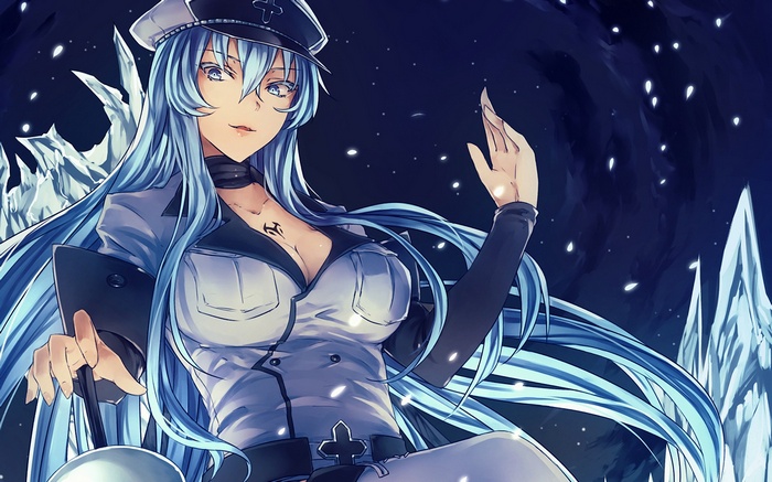 Esdeath from Akame ga Kill! with blue hair