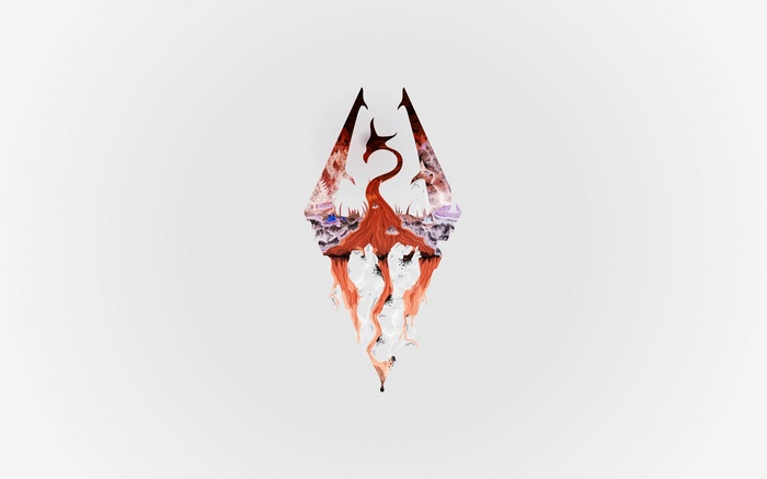 The Elder Scrolls V: Skyrim Logo with Dragon Art