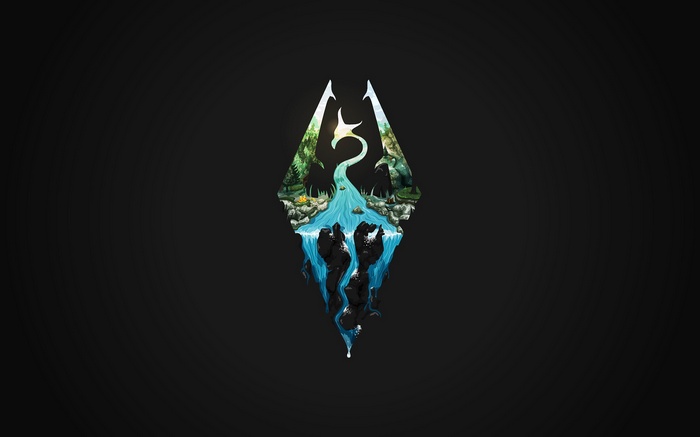 The Elder Scrolls V: Skyrim Logo with Landscape