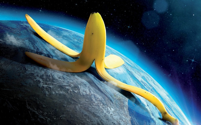 Banana peel on Earth in space