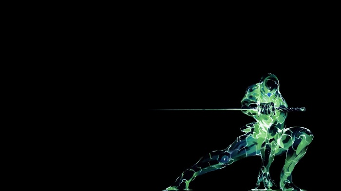 Grey Fox from Metal Gear Solid with a sword