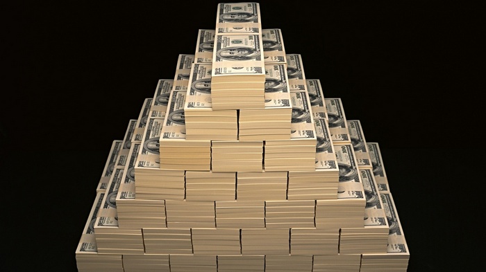 Pyramid of US Dollar Bills