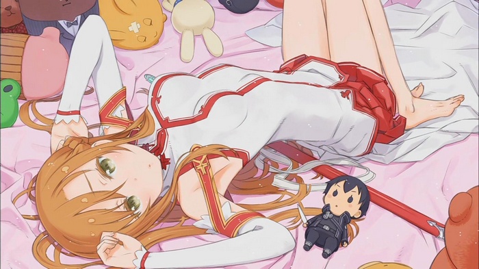 Asuna Yuuki from Sword Art Online lying down