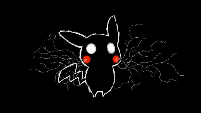 Pikachu silhouette with lightning