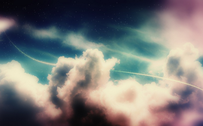 Abstract fantasy art of clouds and stars
