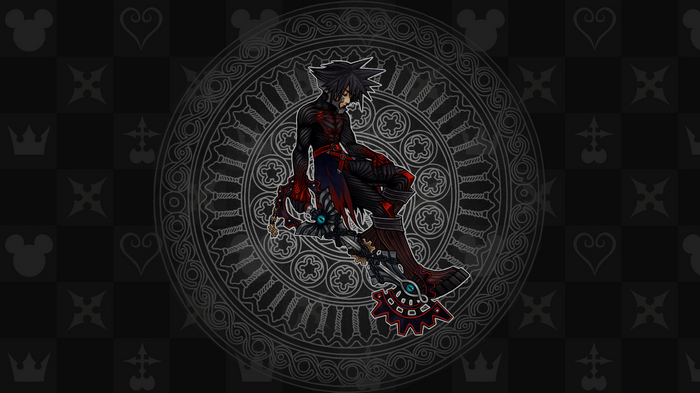Vanitas from Kingdom Hearts sitting with Keyblade