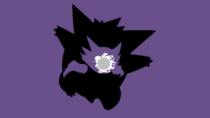 Gengar minimalist silhouette with purple background