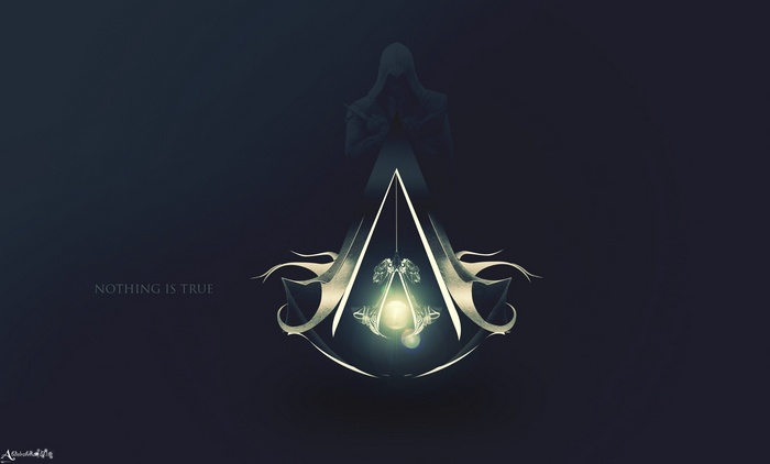 Assassin's Creed logo with a hooded figure