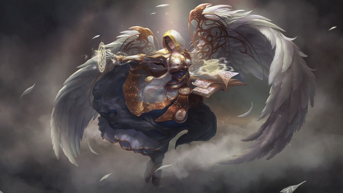 World of Warcraft Angelic Figure with Wings and Books
