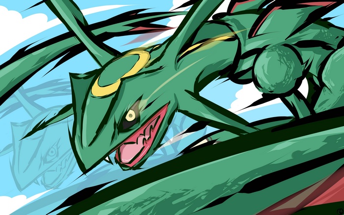 Rayquaza Pokémon flying in the sky
