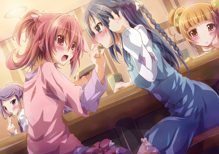 DokiDoki! Precure girls sharing food at a table