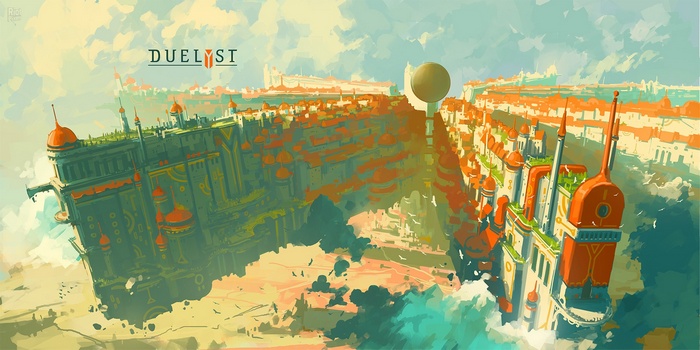 Duelyst concept art of a fantastical city