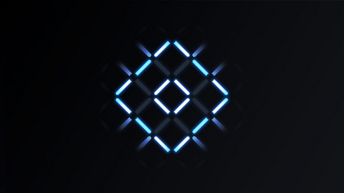 Abstract Neon Grid with Blue Lights