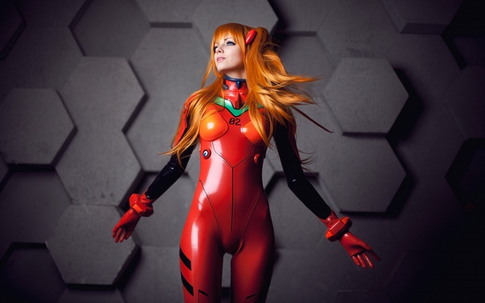 latex, Neon Genesis Evangelion, looking away, Frosel, Asuka Langley Soryu, women, long hair, cosplay, redhead