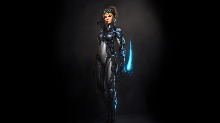 Nova Terra from Starcraft holding a glowing blade